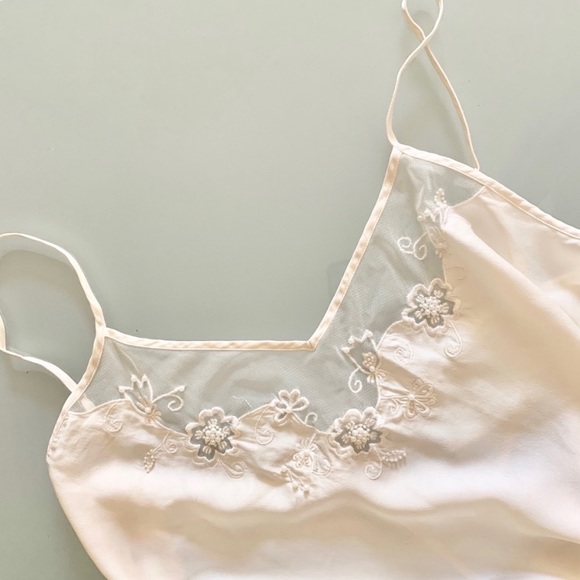 Vintage Y2K Backless 100% Silk Dress Mesh Bodice Beaded Silk Dress - Picture 12 of 16